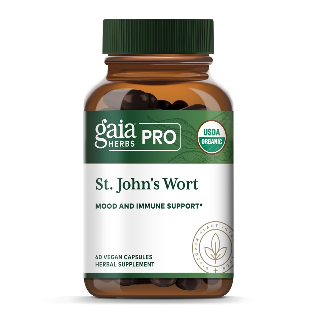 Gaia Herbs Pro St. John's Wort - Supplément de soutien du système immunitaire santé - Supplément santé avec le millepertuis biologique - 60 capsules de phytothérapie liquide (30 portions)
