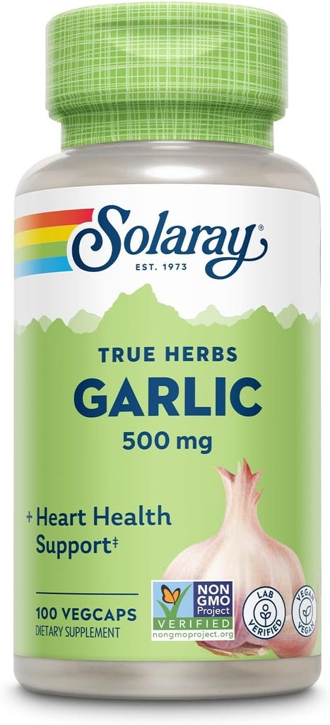 SOLARAY Ampoule à l'ail 500 mg de solution pour les systèmes immunitaires, circulatoires et cardiovasculaires en bonne santé