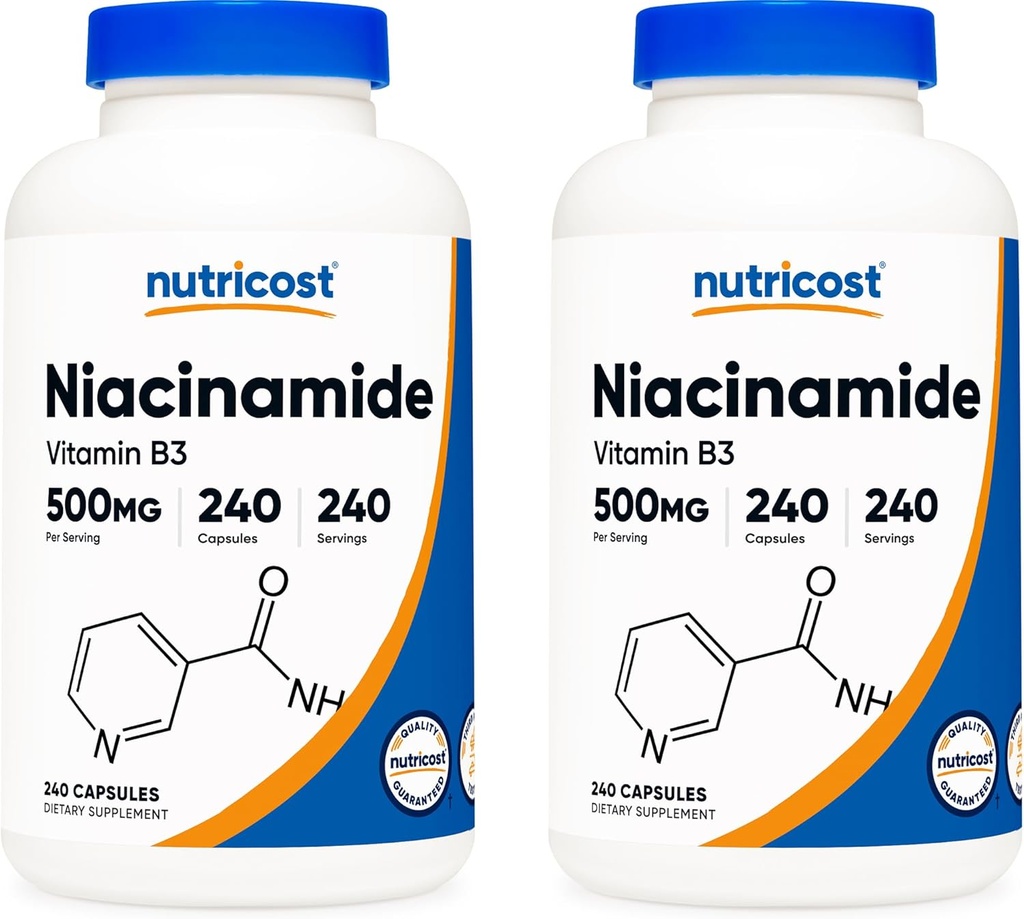 Nutricost Niacinamide (Vitamin B3) 500mg, 240 Capsules (2 Bottles)