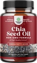 Chia Seed Oil Supplement for Weight Loss and Energy Natural Superfood Protein Metabolism Booster for Men and Women - Tryptophan Antioxidant Vitamins Omega 3 Fatty Acids 60 Servings per Container