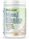 Fit & Lean Shake repas, remplacement de repas de combustion de graisse, protéines, fibre, probiotiques, vanille, 1lb, 10 portions par contenant