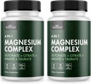 BioSchwartz Magnesium Complex Supplement (2 Pack) 350mg Magnésium Glycinat Citrate Malate et Taurate par service pour les nerfs sains Muscles Heart Sommeil Support (Vegan, sans gluten, sans OGM)