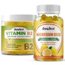 Soulagement de la migraine - Gommies de vitamine B2 (Riboflavine) 400mg et Gommies d'oxyde de magnésium 400mg, Soulagement des maux de tête et soutien du système nerveux