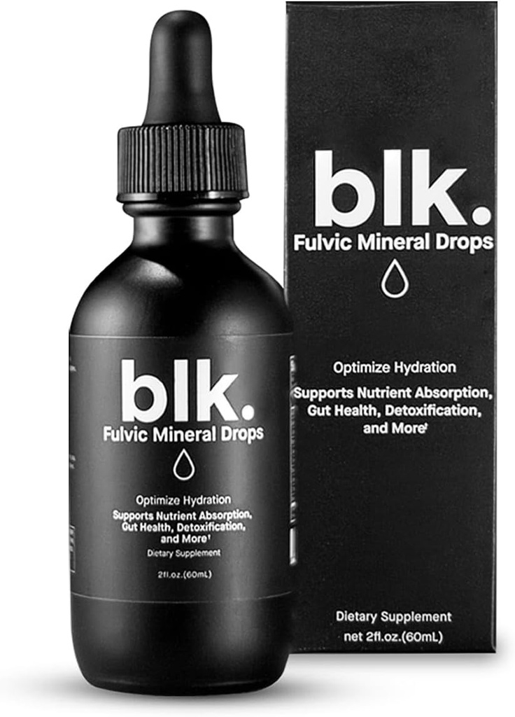 blk. PH 8+ Natural Mineral Alkaline Water Drops Electrolyte Infusé avec des acides Fulvic et Amino, Zéro Sucre, 2oz.