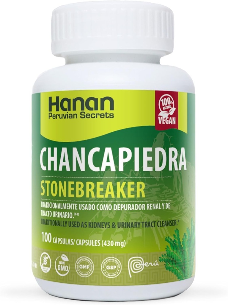Hanan Chancapiedra Stonebreaker (100 capsules) Aide à promouvoir une fonction rénale saine naturellement (2 pack)