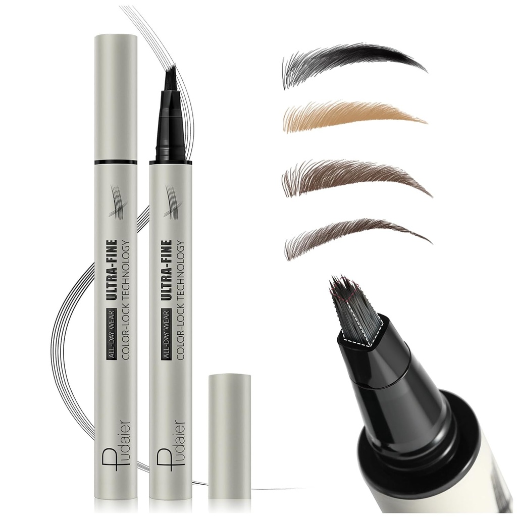 Crayon à sourcils microblading, Crayon à sourcils à sourcils micro-fibres magiques liquides pour les femmes, stylo à sourcils imperméable pour sourcils naturels, sourcils longs et durables teints avec des cheveux comme des traits