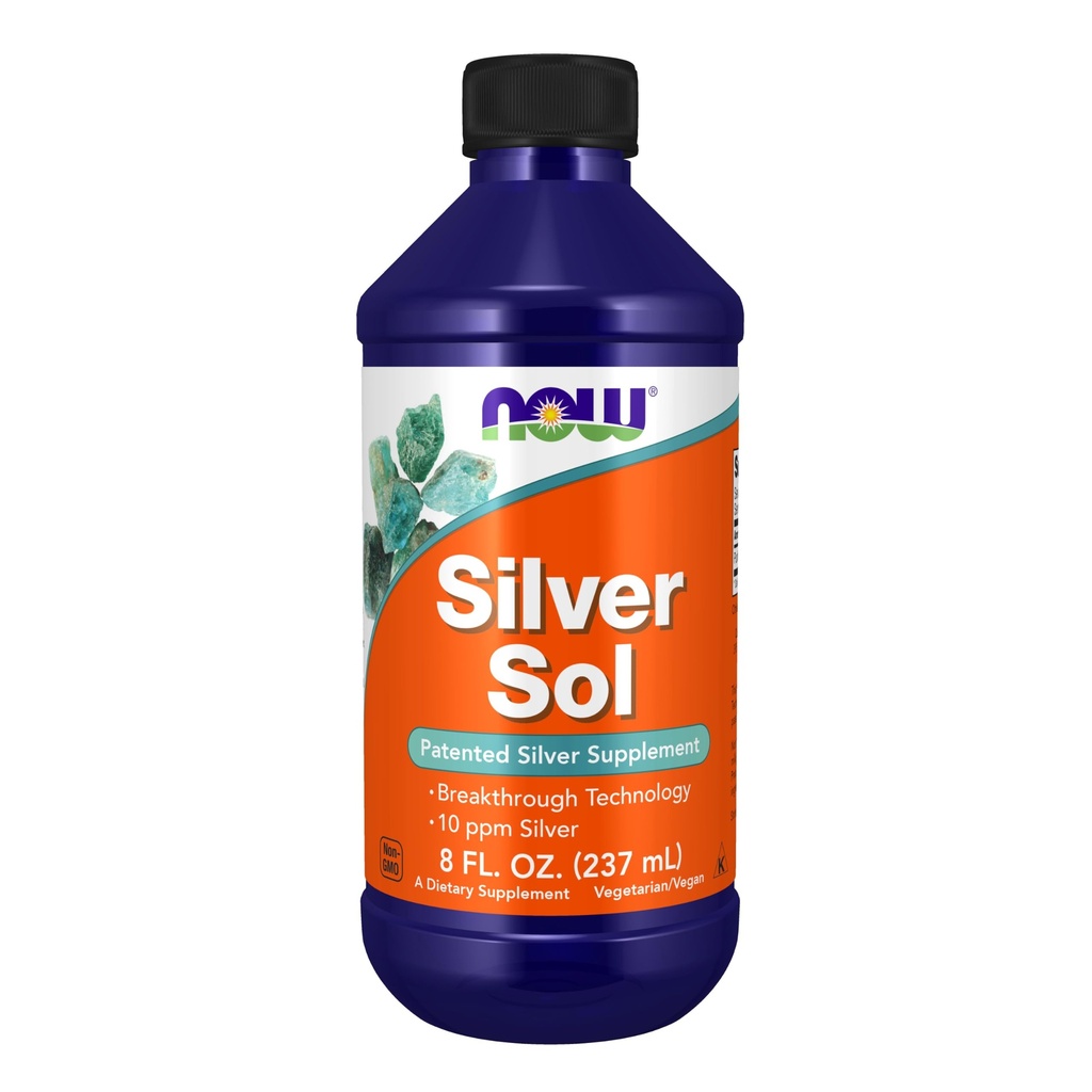 MAINTENANT compléments alimentaires, Sol Argent 10 PPM avec argent élémentaire et eau déionisée, liquide, 8-Ounce