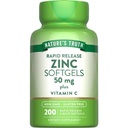 La vérité de la nature Zinc 50mg Supplément avec vitamine C. 200 Softgels liquides , sans OGM et sans gluten
