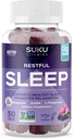 SUKU Gummies de sommeil repos – 3 mg Melatonine, L-Theanine et GABA – Vegan, sans sucre pour la relaxation et le soutien naturel du sommeil – BlackBerry-Hibiscus Flavor – Non-OGM, sans gluten – 50 Compte