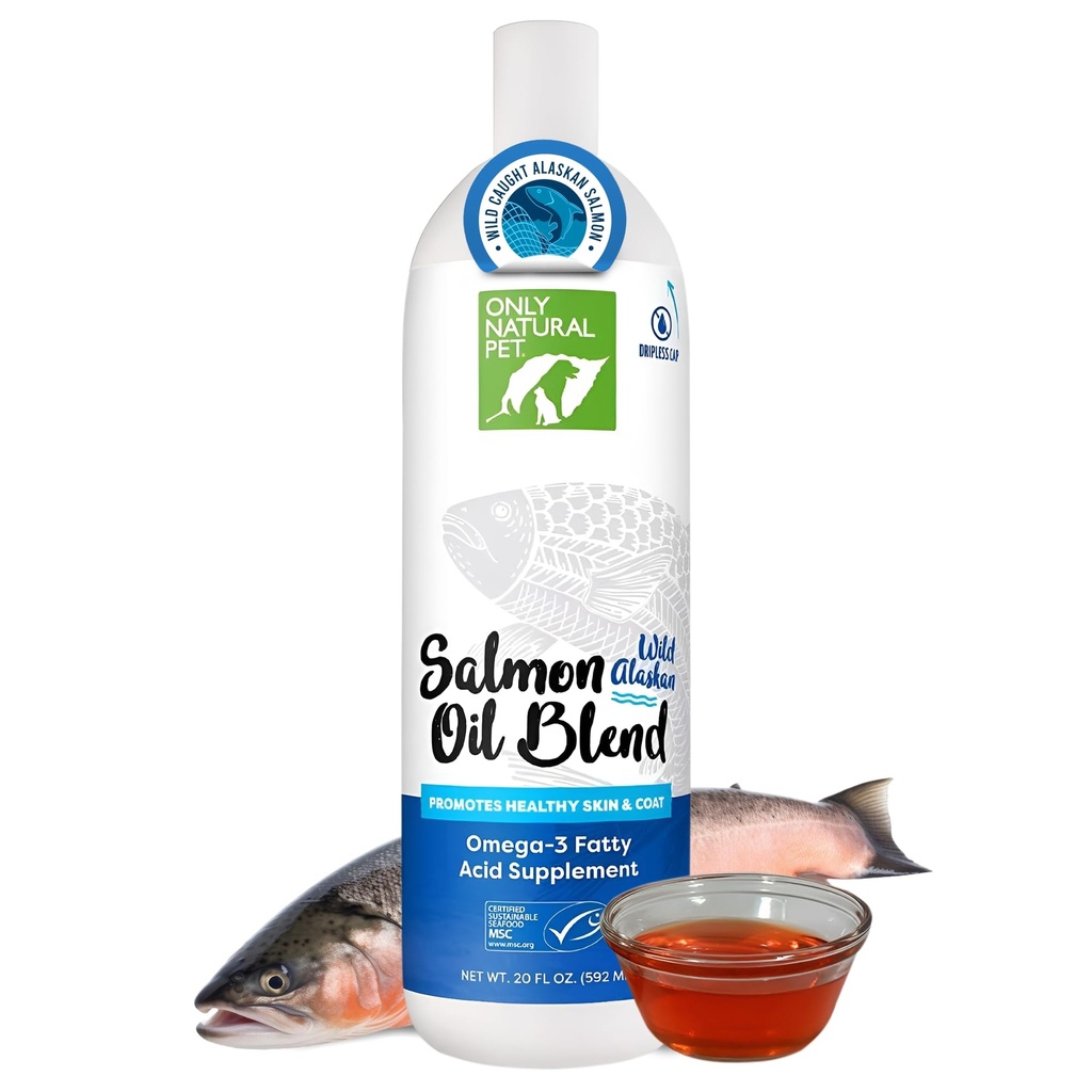 Uniquement l'huile de saumon sauvage d'Alaska pour les chiens et les chats - supplément alimentaire liquide Omega 3 & 6 pour les animaux de compagnie - EPA & DHA Huiles de poisson, tout le soutien articulaire naturel, promouvoir une peau, un manteau et un cœur sains - 20 Fl Oz
