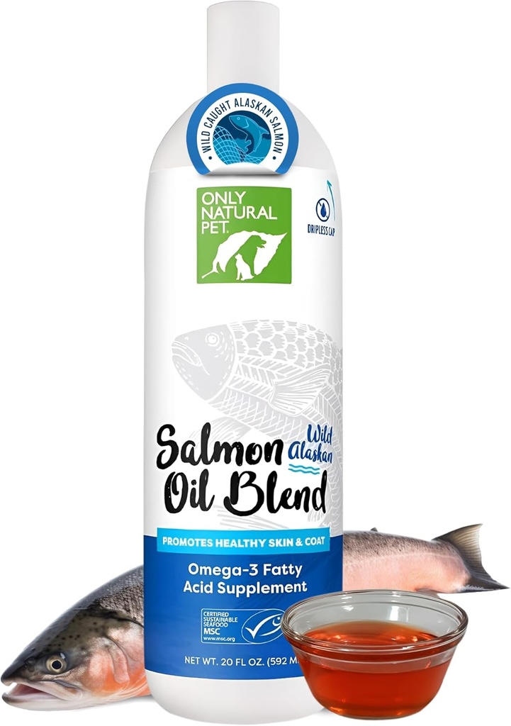 Uniquement l'huile de saumon sauvage d'Alaska pour les chiens et les chats - supplément alimentaire liquide Omega 3 & 6 pour les animaux de compagnie - EPA & DHA Huiles de poisson, tout le soutien articulaire naturel, promouvoir une peau, un manteau et un cœur sains - 20 Fl Oz