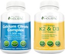 Complexe de citrate de calcium purement holistique 1000mg + Vitamine D3 125mcg K2 MK7 90mcg - 365 Capsules végétaliennes + 150 Capsules végétariennes - Fabriquées aux États-Unis