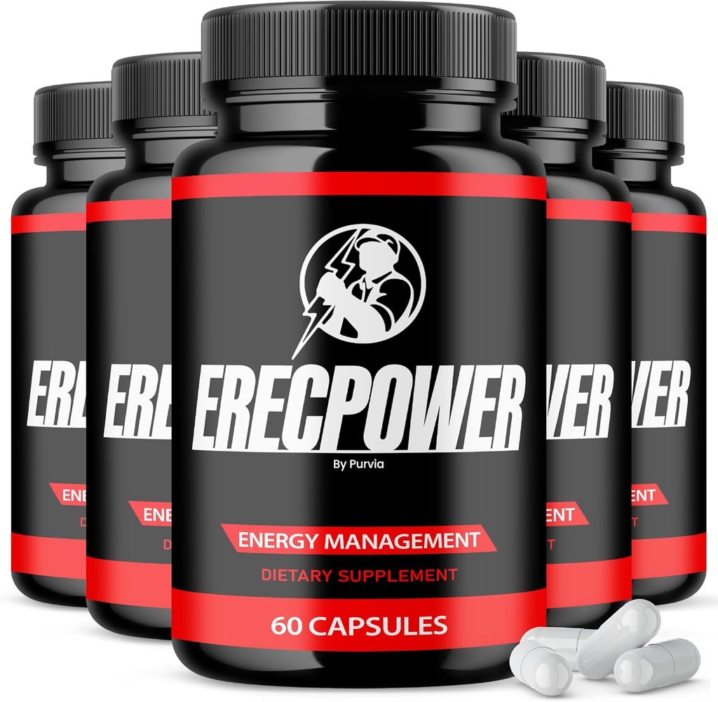 (5 Pack) Erecpower Pills, Erecpower Supplement Advanced Strength Performance Blend, Erecpower Capsules Maximum Strength Formula Erecpower Made in USA Overall Wellness Support Vitamin (300 Capsules)