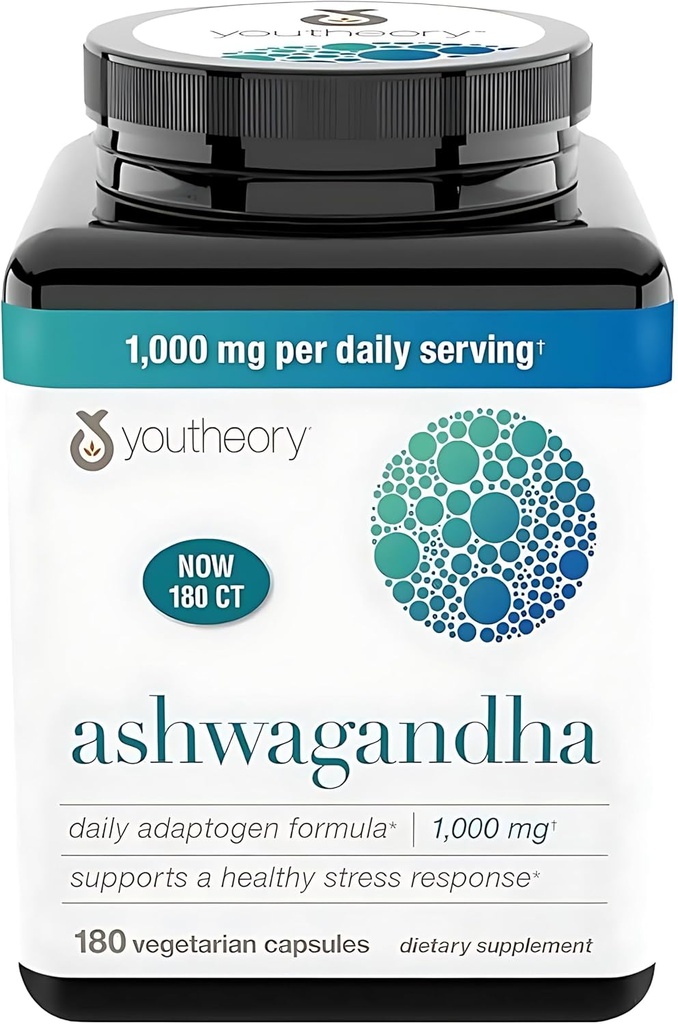 Supplément générique Ashwagandha biologique KSM-66 Ashwagandha Supplément végétarien 180 Capsules, 1000mg par jour de service, aider à soutenir une réponse saine à la gestion du stress, clair