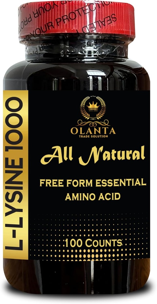 L-LYSINE 1000 mg Acid Amino Essential - Supplément Lysine Système immunitaire d'entretien et de récupération musculaire, forme sans acide amino, formule avancée Lysine - 1 bouteille 100 Compte