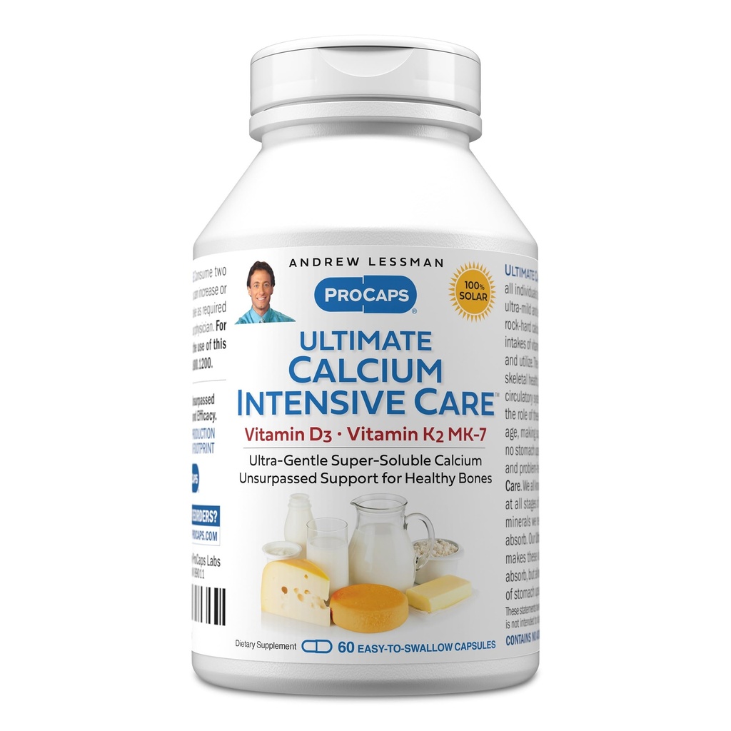ANDREW MOINSMAN Ultimate Calcium Intensive Care with Vitamine D3 and K2 MK7-120 mcg - 60 Capsules - Bone and Skeleton Health Essentials. Doucement, facile à avaler, super soluble. Aucun additif