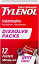 Tylenol Extra Strength Dissolve Packs, 500 mg d'acétaminophène anti-douleur et réducteur de fièvre, packs en poudre pour les douleurs et les douleurs mineures, sans Ibuprofène et sans aspirine, parfum de baie, 12 ct