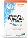 Doctors Best Digestive Probiotic 20 Billion CFU with Howaru, Supports Digestive & Intestinal Health, Non-GMO, Gluten Free, Vegan 30 Veggie Caps