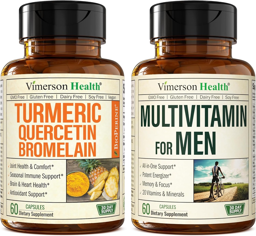 Quercetin avec Curcumine Bromelain & Turmeric et Multivitamine complète pour les hommes