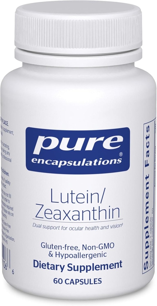 Encapsulations pures Lutéine et zéaxanthine - Soutienne la vision globale* - Maintien de la santé des yeux et des pigments maculaires* - Soutien antioxydant* - Amies des végétaliens et non OGM - 60 capsules