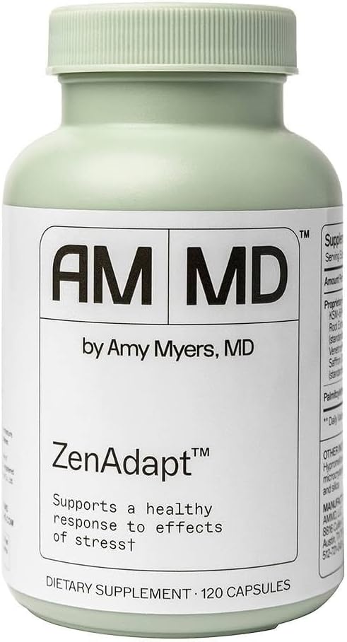 Amy Myers MD ZenAdapt Supplément - Soutient le stress et l'équilibre du cortisol - Mélange adaptogène avec pois, safran et basilic - 120 Capsules