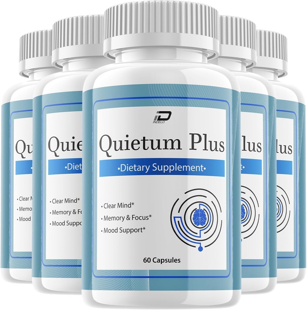 Quietum Plus Brain Supplement Capsules – All-Natural Maximum Strength Formula for Enhanced Memory and Focus Pills, QuietumPlus Support and Reviews (5 Pack – 300 Capsules)