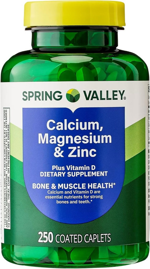 Calcium, Magnésium, Zinc et Vitamine D3. Spring Valley Calcium Magnésium avec complément de vitamine D3 Caplets Complément diététique, 250 Bundle avec 45 Diabète Décodé de Luall