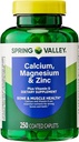 Calcium, Magnésium, Zinc et Vitamine D3. Spring Valley Calcium Magnésium avec complément de vitamine D3 Caplets Complément diététique, 250 Bundle avec 45 Diabète Décodé de Luall