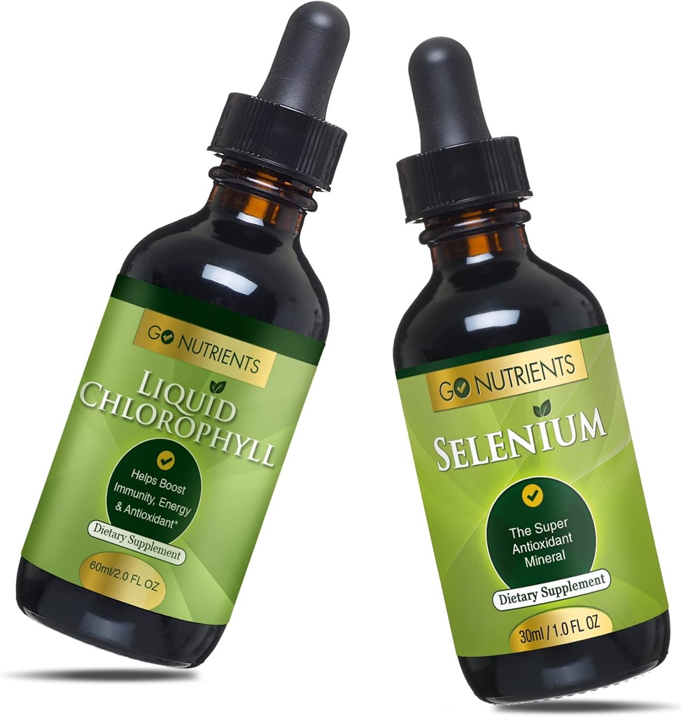 Go Nutrients Liquid Chlorophylle & Sélénium Supplément 200 mcg