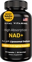 Vitamines vitales Supplément NAD - NAD+ (Nicotinamide Adenine Dinucléotide) pour hommes et femmes - Fabriqué avec livraison liposomique - Support anti-âge cellulaire, énergie, focus - 30 jours d'approvisionnement