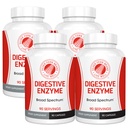 Supplément enzymatique digestif de marque Silver Fern - 4 bouteilles - Haute puissance, Multi enzymes - Confort digestif et tolérance alimentaire - Amylase, protéase, cellulase, More