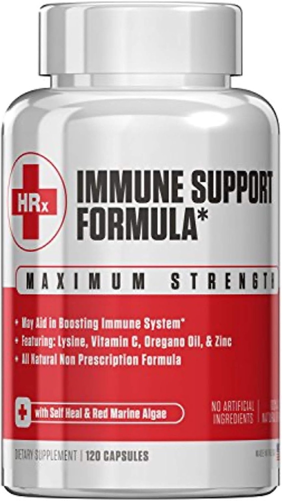 Re+Gen Nutrition Immune Support Supplément pour Adultes, Capsules naturelles avec Zinc, Vitamine C, L lysine Amino Acid & Oregano Oil pour une immunité forte Santé chez les hommes et les femmes, 120 Capsules