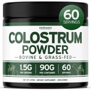 Poudre de supplément de colostrum 90g (60 portions de 1,5g Pure Bovin Colostrum Std. pour contenir 20 % d'IgG Immunoglobulines) Poudre herbeuse - Pas de remplissage, tiers testé, non aromatisé & USA Fabriqué