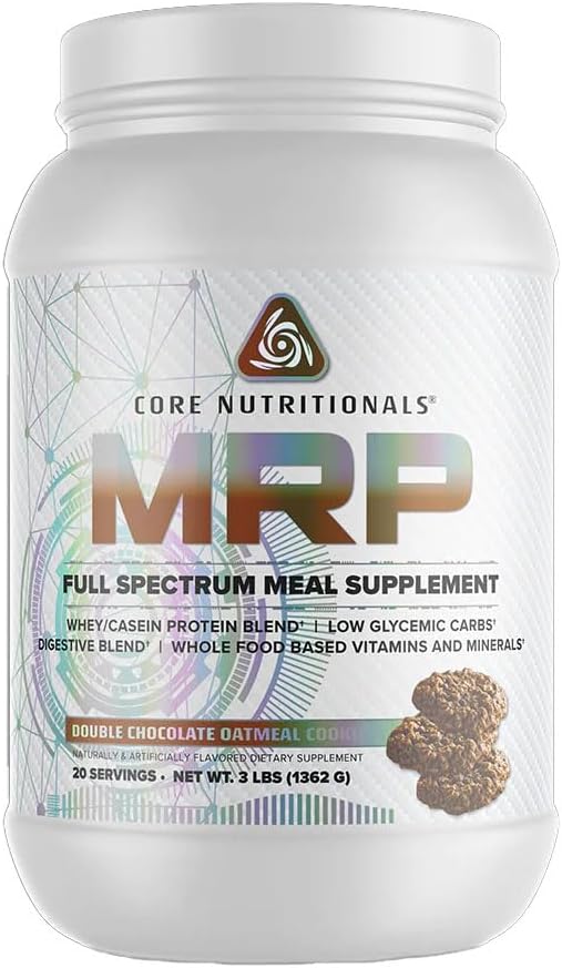 Core Nutritionals Platinum MRP Full Spectrum Replacement des repas, libération prolongée pour le support d'acide amino toute la journée, protéines 27G, 20 portions (Cookie double chocolat à l'avoine)