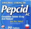 Pepcid AC Force originale, 10 mg de famotidine pour la prévention et le soulagement des brûlures d'estomac, 90 ct