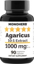 MONOHERB Agaricus Mushroom Extract 1000 mg - 90 capsules végétariennes