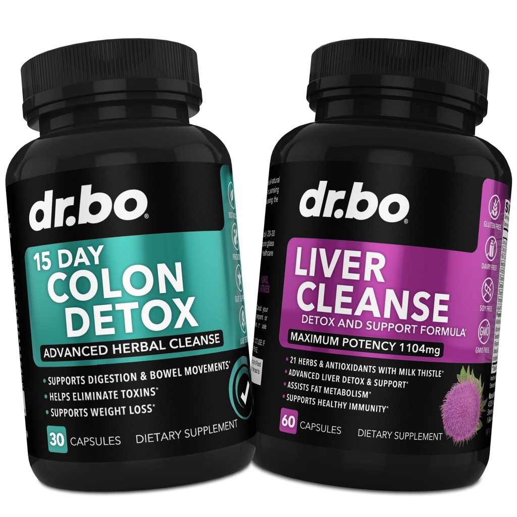 Colon & Foie Cleanse Detox Support Supplément - Pilules nettoyantes intestinales de 15 jours et probiotiques pour Bloating & Daily Constipation Relief - Lait Thistle Dandelion Caps & Aide Gallbladder Suppléments