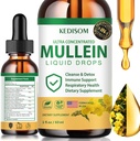 7 gouttes en 1 de Mullein pour les poumons 2 Fl Oz - Supplément d'extrait de feuille de Mullein biologique - Nettoyage pulmonaire et bronchial pour les fumeurs - Soutien respiratoire