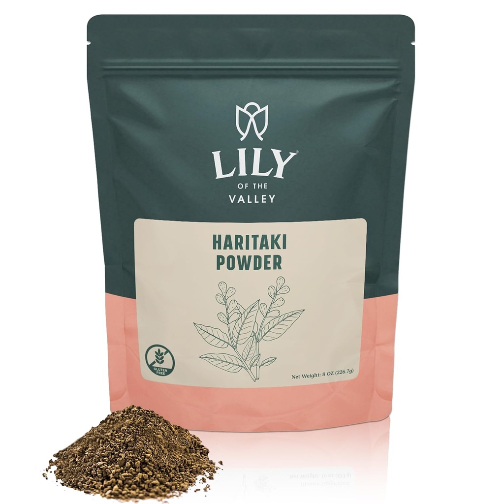 Lily of the Valley Haritaki Powder - Terminalia Chebula - Source de l'Inde - Une plante ayurvédique - 100% naturel & Non ajouté conservateur - Vegan & sans gluten (8oz, 226g)- Package May Vary