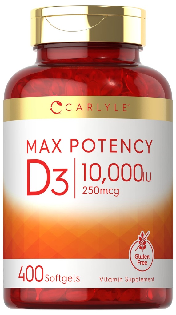 Carlyle Vitamine D 10000 UI 400 Softgels Taille de la valeur