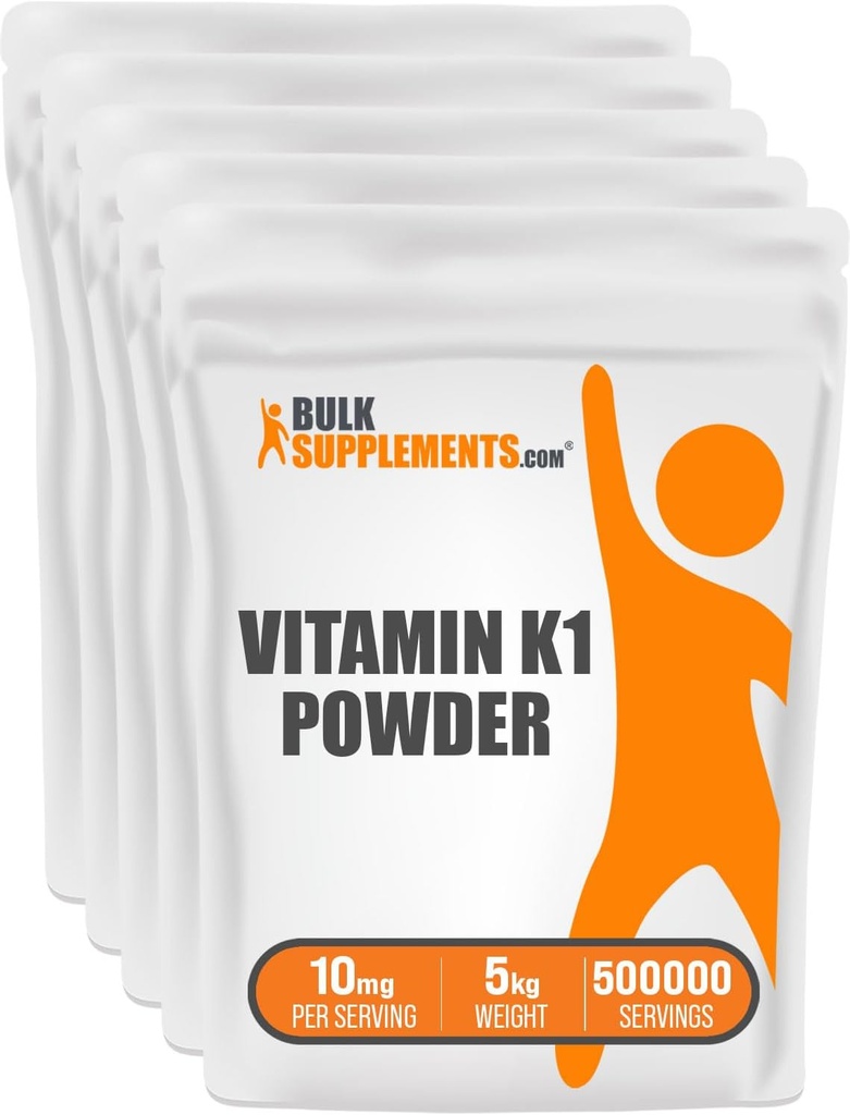 BulkSupplements.com Poudre de vitamine K1 - Supplément de vitamine K1 pour la santé des os et du coeur - Sans gluten, 10mg par portion, 1kg (2,2 lbs) (paquet de 1)
