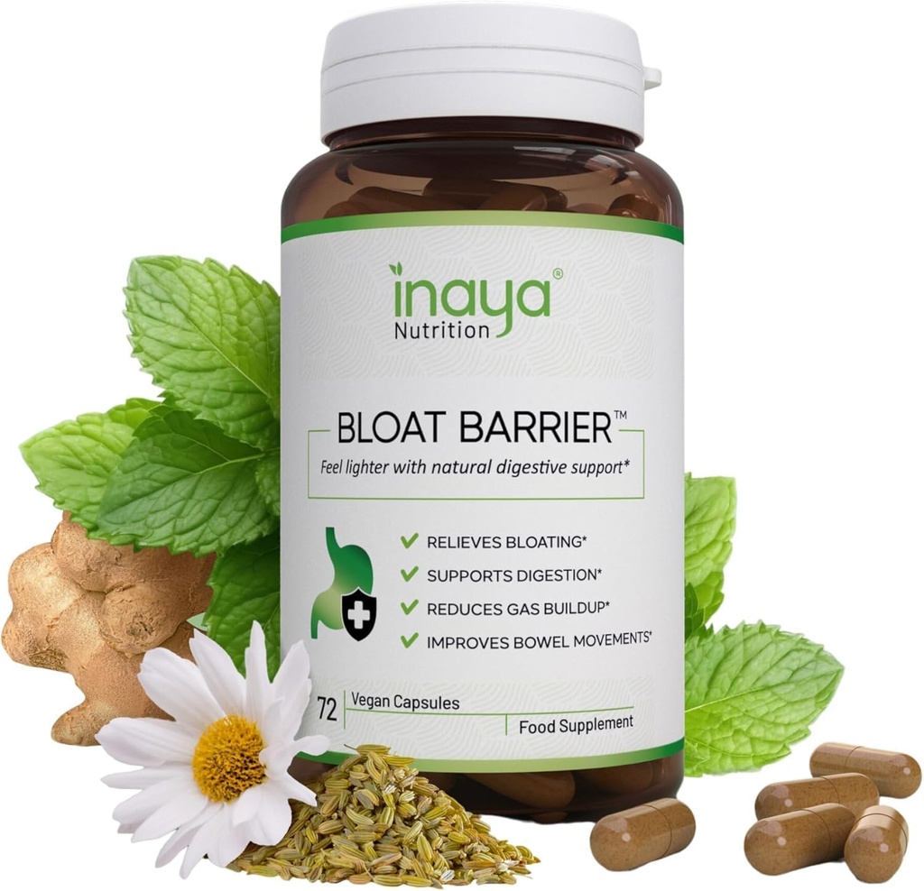BloatBarrier 72 Capsules - Supplément naturel de digestion et de ballonnement pour le dégel de l'estomac, la réduction du gaz et l'amélioration des mouvements Bowel – Vegan, Gut Health Supplements