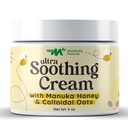 Crème d'avoine colloïdale ultra apaisante au miel de Manuka - Crème d'eczéma pour les enfants et les adultes - Lotion anti démangeaison sans stéroïdes pour soulager la peau sèche et démangeaison avec des ingrédients naturels et biologiques