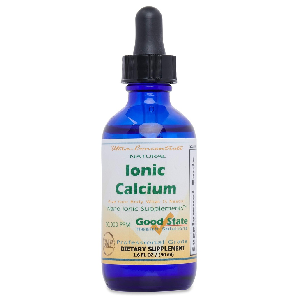 Good State | Natural Ionic Calcium | Liquid Concentrate | Nano Sized Mineral Technology | Professional Grade Dietary Supplement | Supports Healthy Bones, Tendons & Ligaments | 1.6 Fl oz Bottle (50 mL)