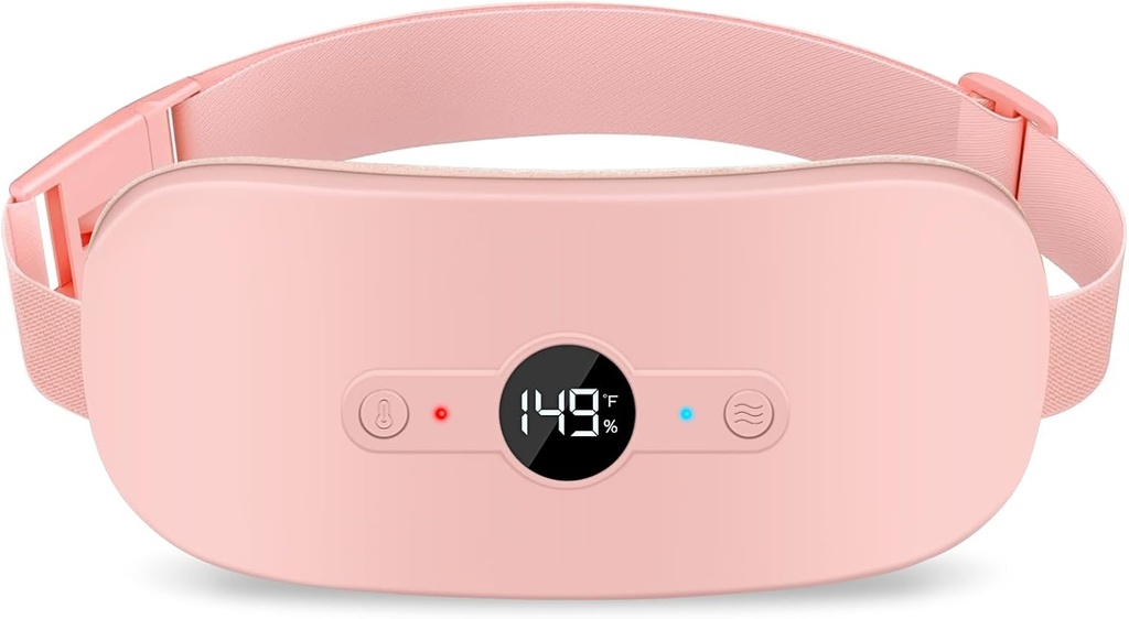 NOWWISH Plaque chauffante pour les crampes d'époque soulagement de la douleur, portable sans fil électrique plaque chauffante rechargeable avec 6 niveaux de chaleur et 6 modes de massage, cadeaux de Noël pour les femmes adolescentes, rose