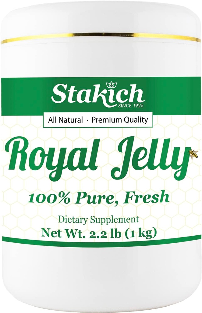 Stakich Jelly Royal frais - Pure, tout naturel - Pas d'additifs/arômes/préservateurs ajoutés - 1 kilogramme (2,2 livres)