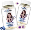 Gommies Biotin pour la croissance des cheveux - Gommies Biotin pour les cheveux forts Nail Skin avec Multivitamin sucre sans végane croissance des cheveux à croquer Gommy pour les femmes hommes enfants Blueberry aromatisé 60 jours approvisionnement