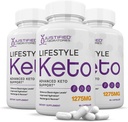 (3 Pack) Lifestyle Pilules de kéto 1275MG Nouvelle et améliorée formule contient vinaigre de cidre de pomme extra vierge huile d'olive poudre de thé vert feuille 180 Capsules