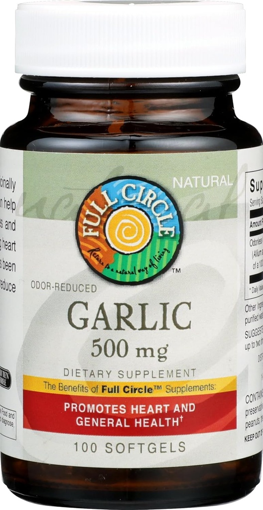 Full Circle, Ail, Odor-Réduit, 500 Mg, Softgels, 100 Comte