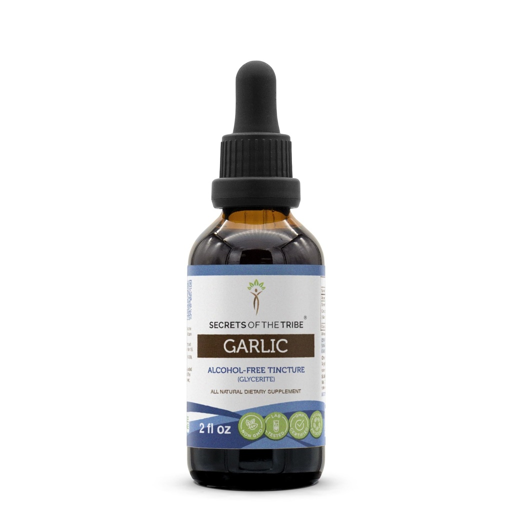 Secrets de la Tribe Ail Tecture Extrait liquide sans alcool, Bulbe séché à l'ail (2 FL OZ)